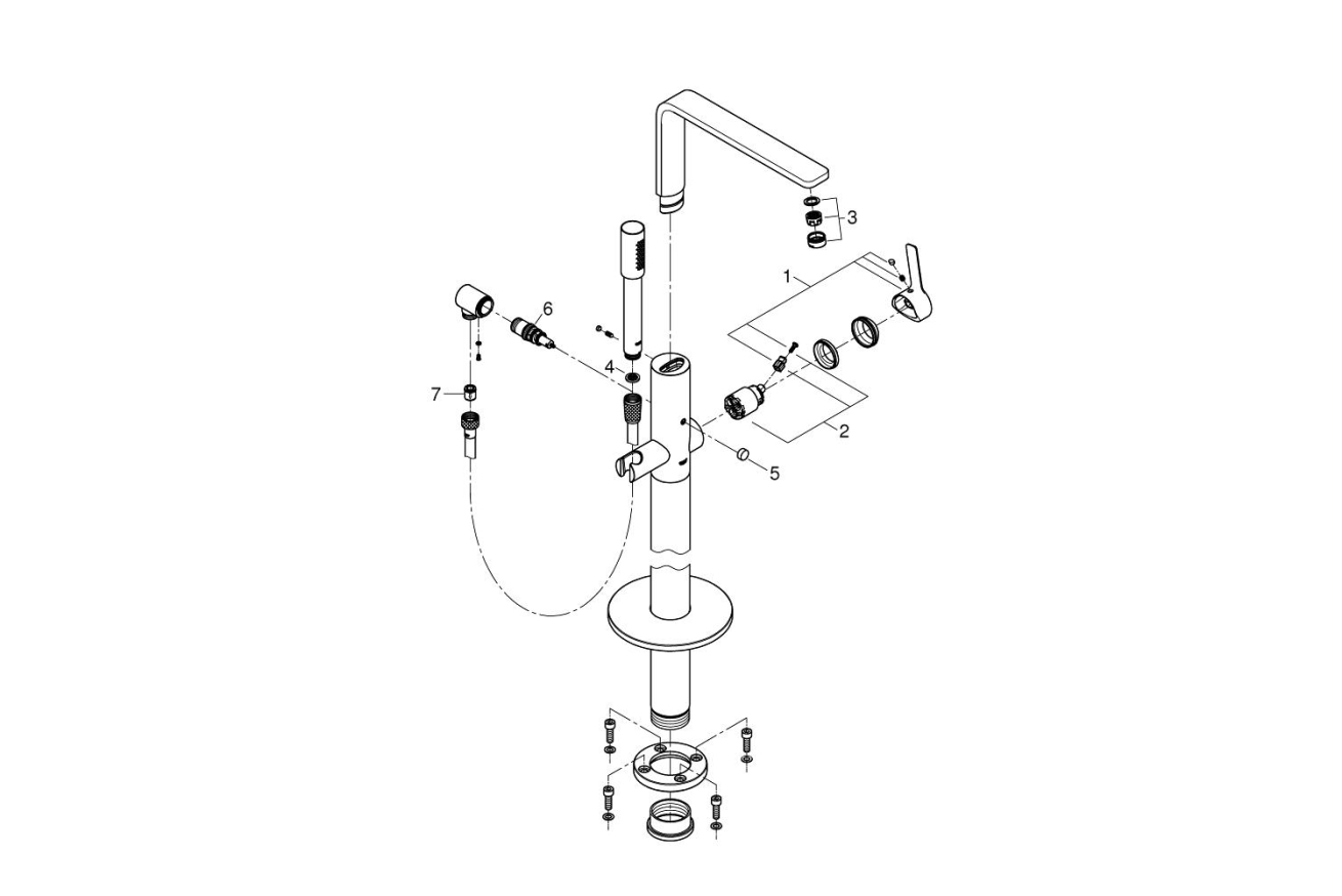 Внешняя часть смесителя для ванны GROHE Lineare напольного монтажа, хром (23792001)