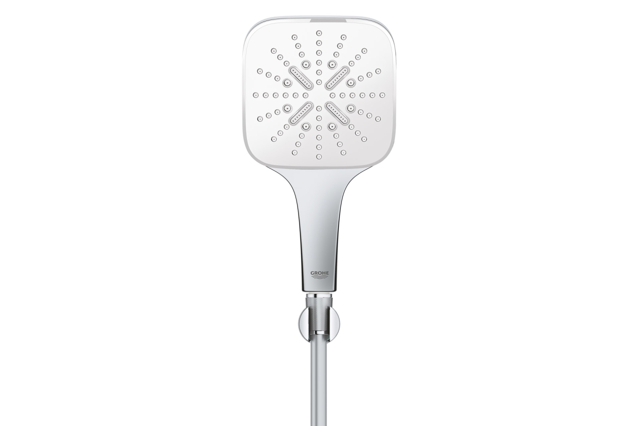 Душевой набор GROHE Rainshower SmartActive 130 Cube, 3 режима, 1500 мм, 9,5 л/мин, белая луна (26589LS0)