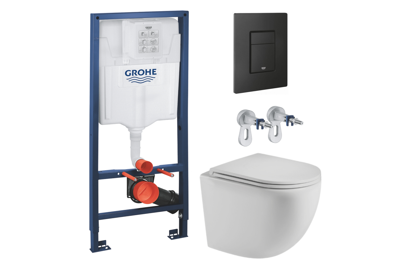 Комплект инсталляции GROHE Solido 38811KF0 с унитазом AQUAme AQM2002MW и сиденьем с микролифтом (NW0298)