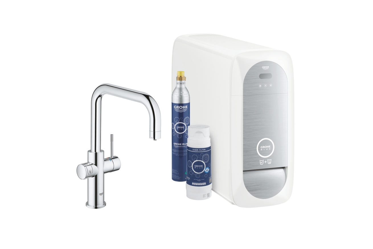 Смеситель для кухни GROHE Blue Home с системой фильтрации, охлаждения и газирования воды, Wi-Fi, хром (31456001)
