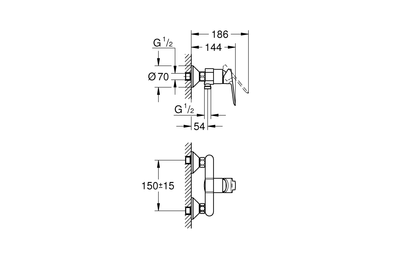 Смеситель для душа GROHE BauEdge, хром (23636000)