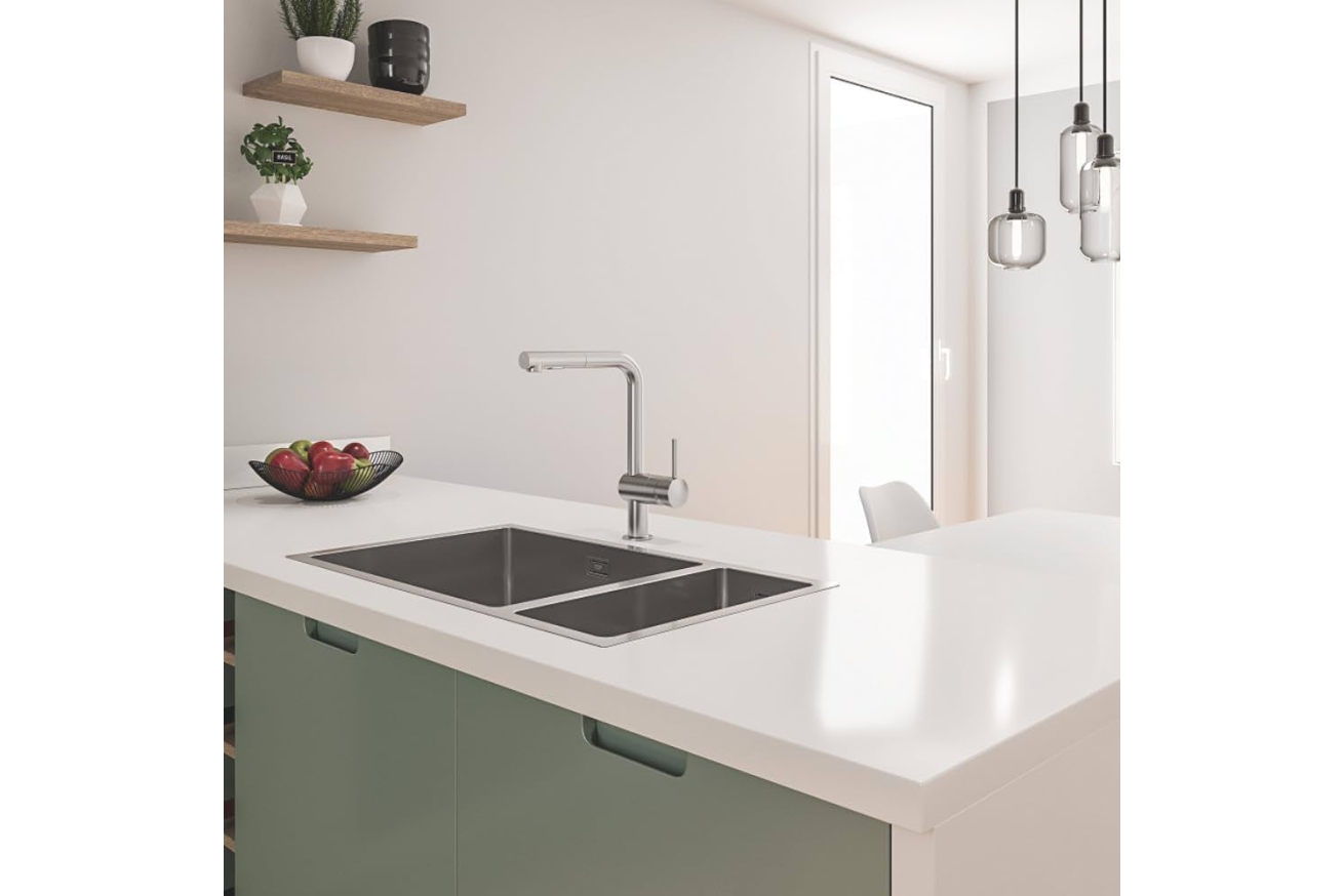 Мойка GROHE K700U 80-S 76/45 с 1.5 чашами, нержавеющая сталь (31575SD1)