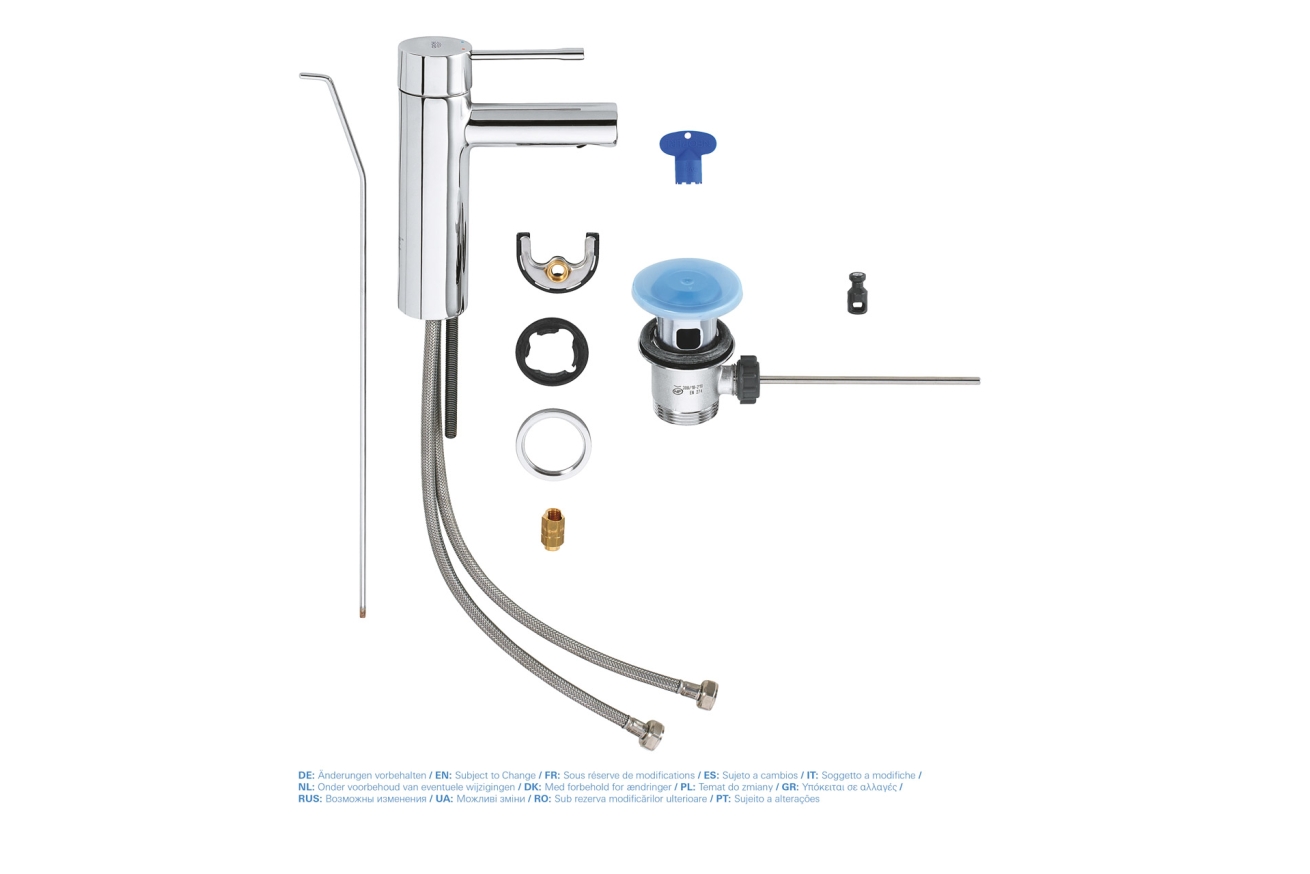 Смеситель для раковины GROHE Essence с донным клапаном, S-size, хром (32898001)