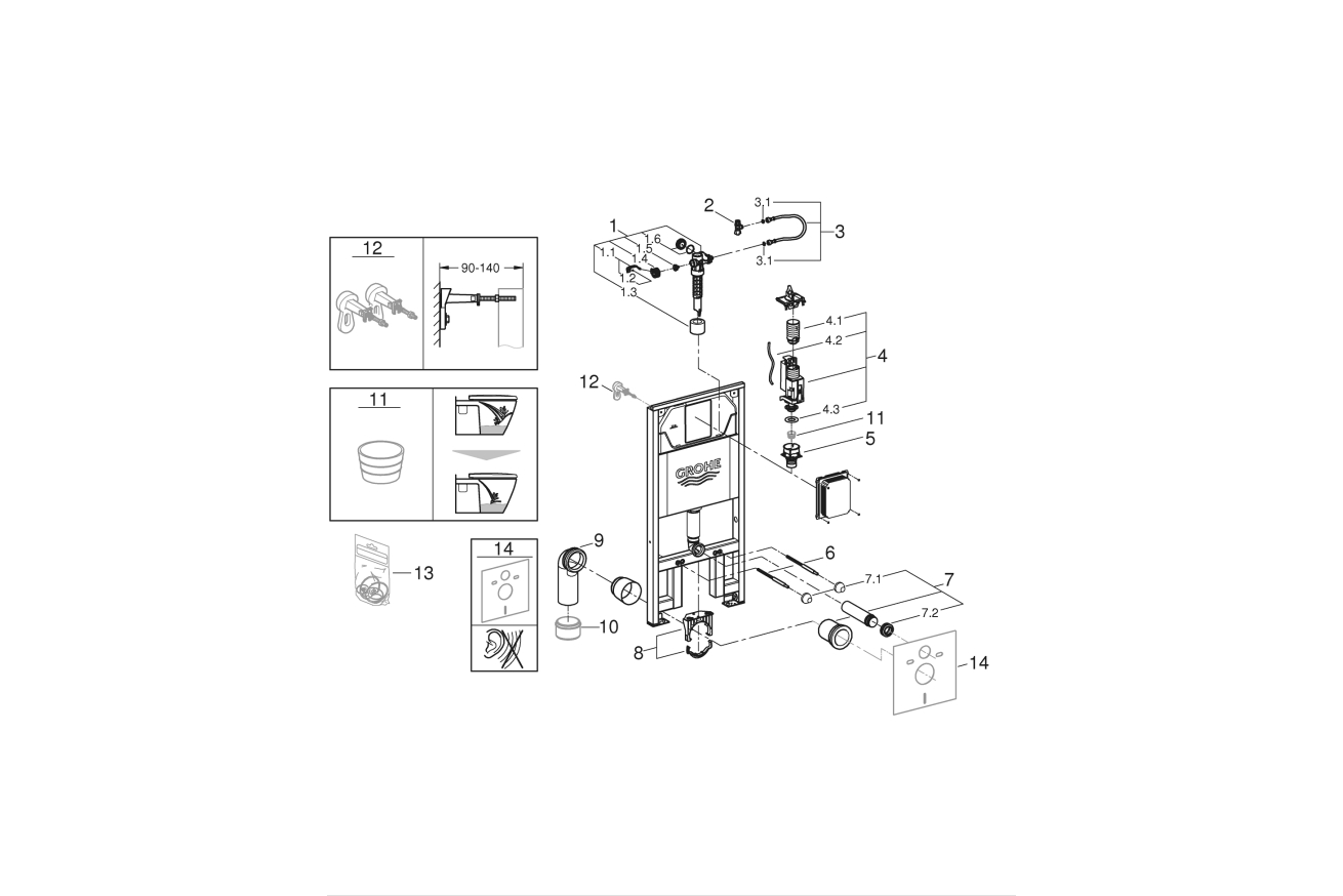 Система инсталляции для унитаза GROHE Rapid SL ширина 0,5 м (1,13 м) (39687000)