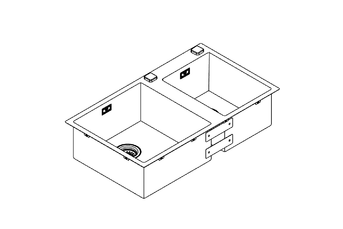 Мойка из нержавеющей стали GROHE K700 с 2 чашами, 860 x 500 мм, хром (31855SD0)