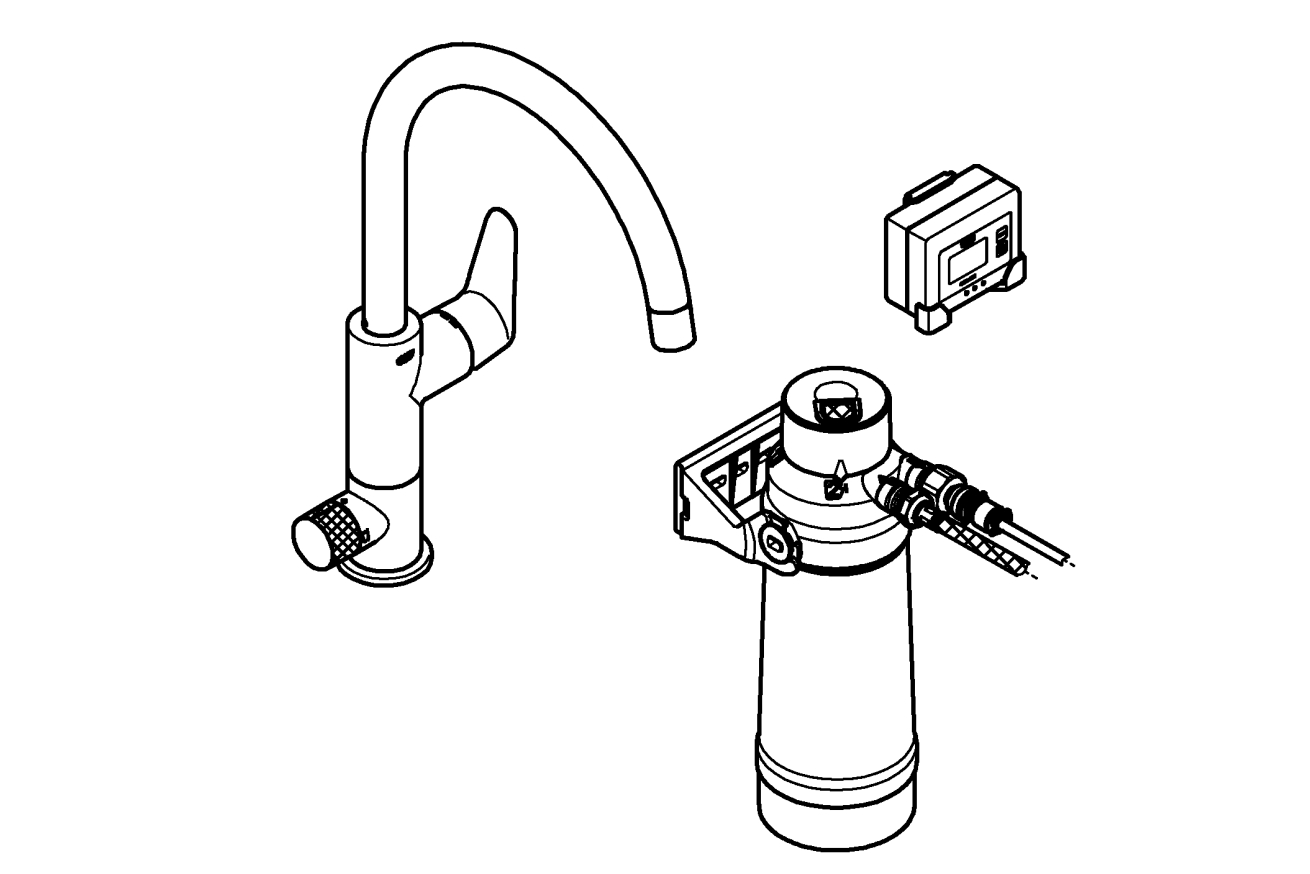 Смеситель для кухонной мойки GROHE Blue Pure BauCurve с функцией фильтрации, с фильтром в комплекте, хром (30385000)
