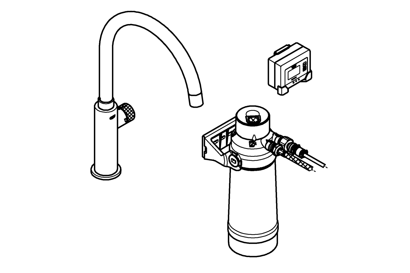 Кран для кухонной мойки GROHE Blue Pure Mono с функцией фильтрации, с фильтром в комплекте, хром (30387000)