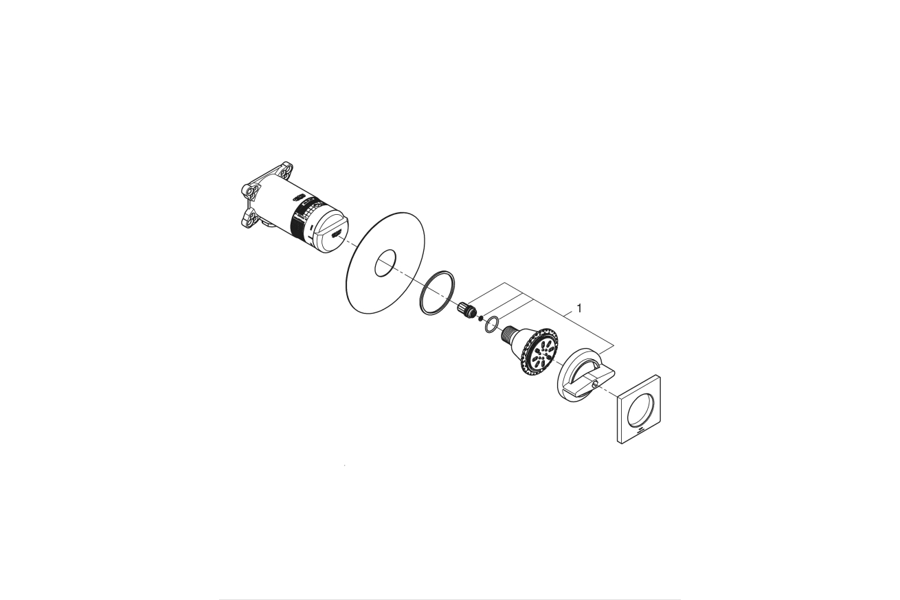 Боковой душ GROHE Rainshower Aqua, квадратный, 2 режима струи, темный графит глянцевый (26802A00)