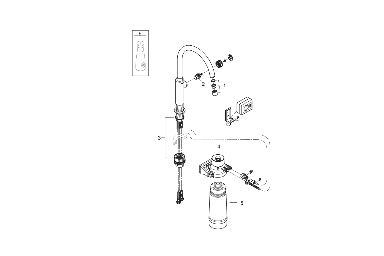 Кран для кухонной мойки GROHE Blue Pure Mono с функцией фильтрации, с фильтром в комплекте, хром (30387000)