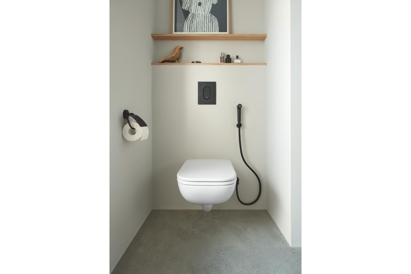 Держатель для туалетной бумаги GROHE Essentials с крышкой, матовый черный (1024652430)