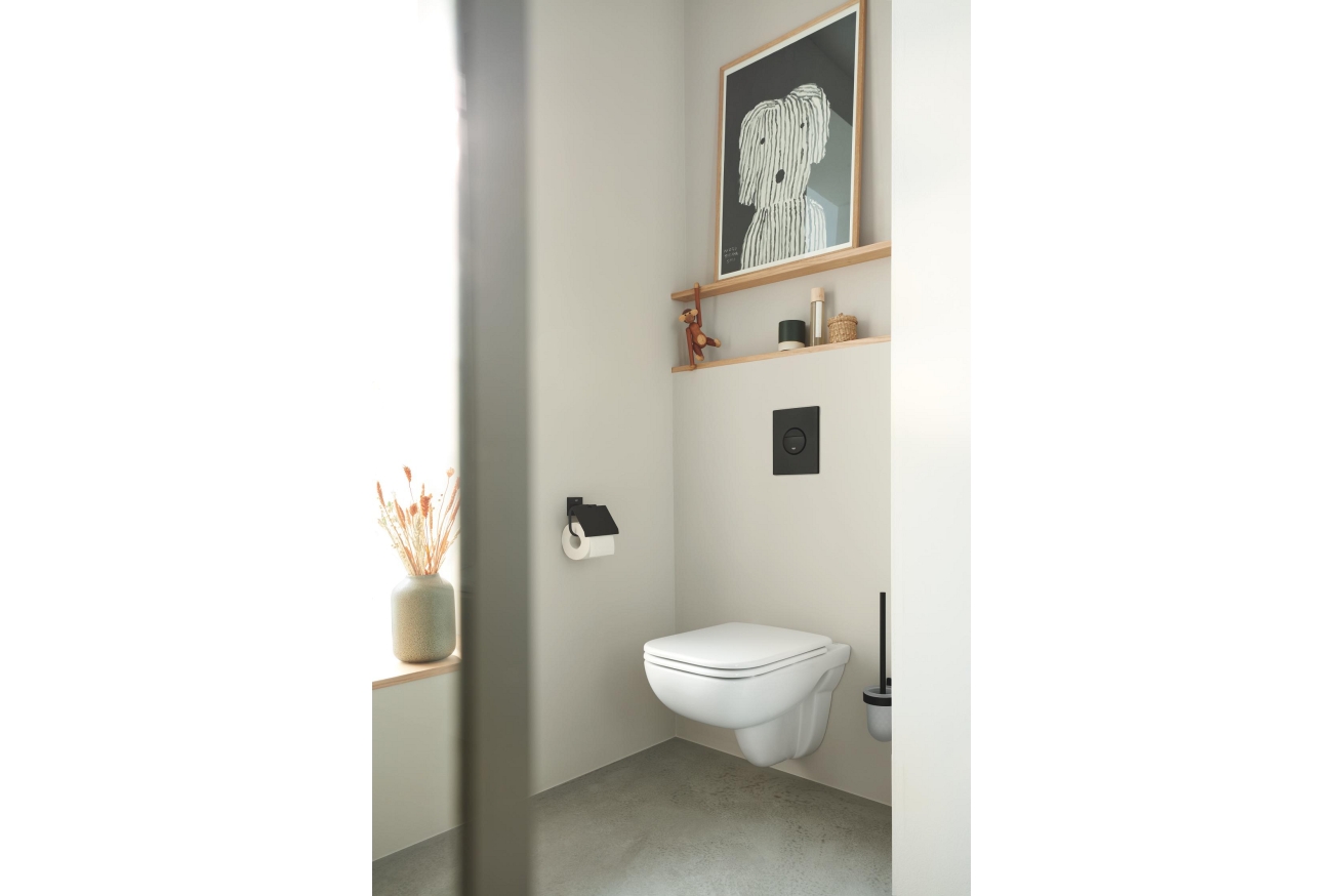 Держатель для туалетной бумаги GROHE Essentials с крышкой, матовый черный (1024652430)