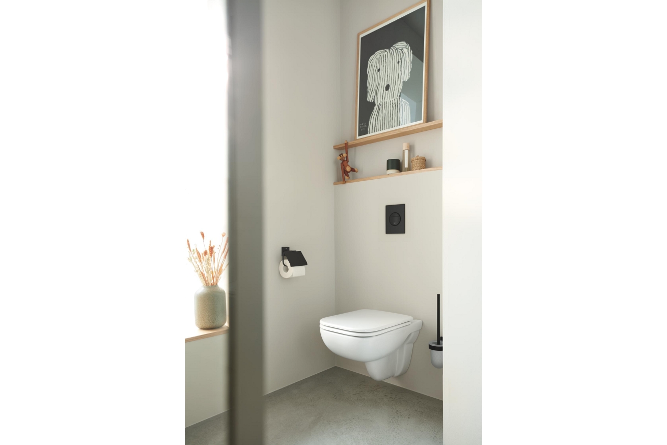 Держатель для туалетной бумаги GROHE Essentials с крышкой, матовый черный (1024652430)