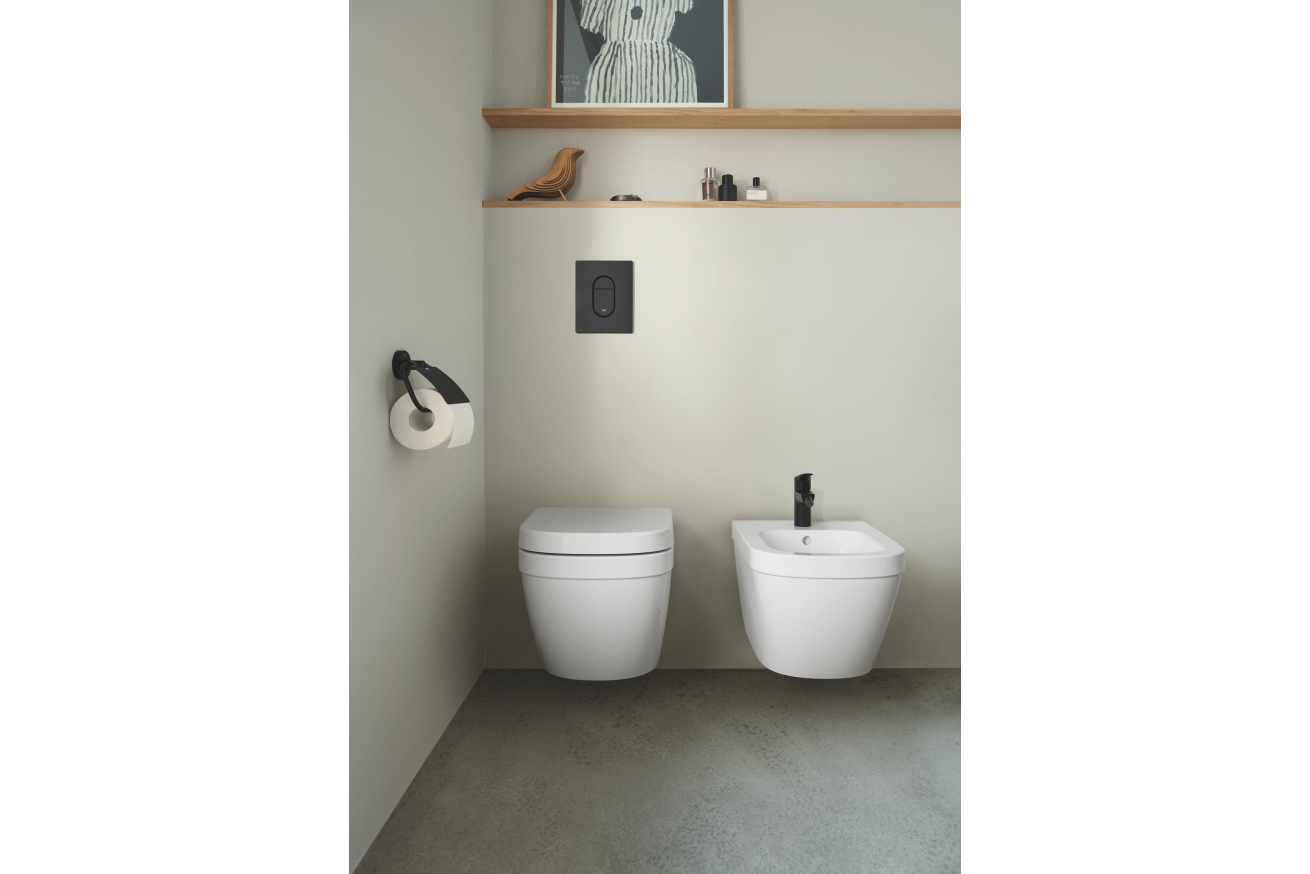 Держатель для туалетной бумаги GROHE Essentials с крышкой, матовый черный (1024652430)