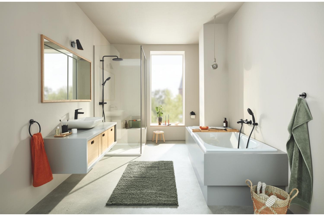 Держатель для туалетной бумаги GROHE Essentials с крышкой, матовый черный (1024652430)
