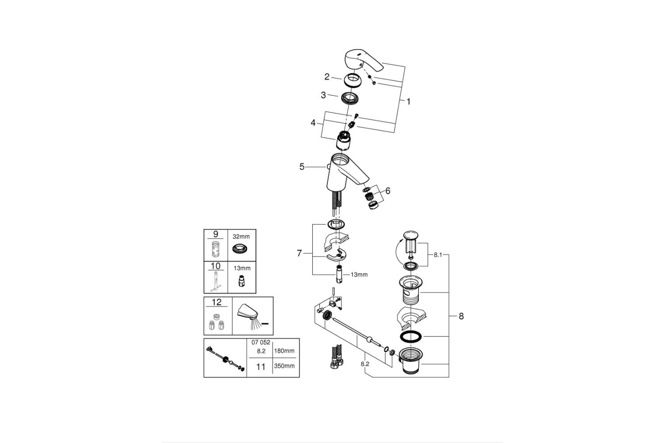 Смеситель для раковины GROHE Eurosmart, S-size, хром (23788002)