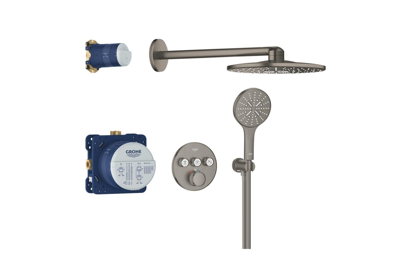 Душевая система GROHE Grohtherm SmartControl с термостатом для душа, темный графит матовый (34863AL0)