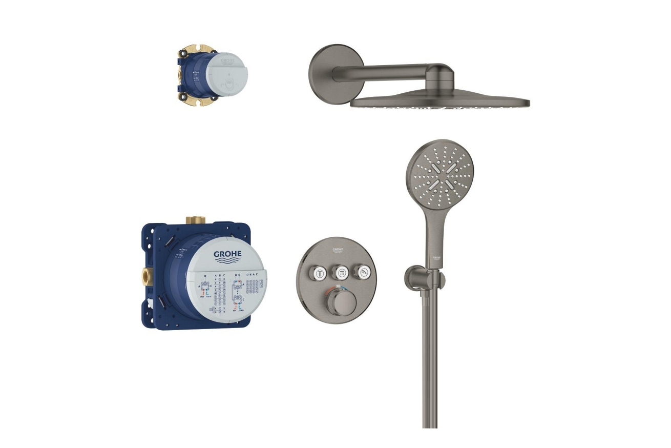 Душевая система GROHE Grohtherm SmartControl с термостатом для душа, темный графит матовый (34863AL0)