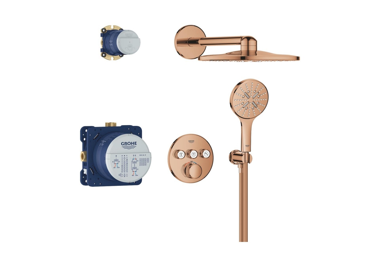 Душевая система GROHE Grohtherm SmartControl с термостатом для душа, теплый закат глянец (34863DA0)