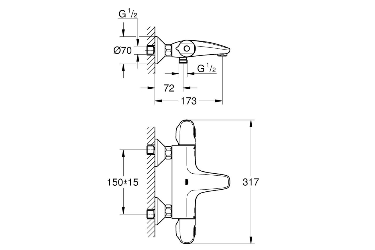 Термостат для ванны GROHE Grohtherm 1000, матовый черный (348162433)