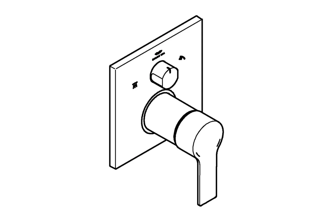 Внешняя часть смесителя для ванны GROHE Allure скрытого монтажа на 3 потребителя, квадратная, хром (29176001)