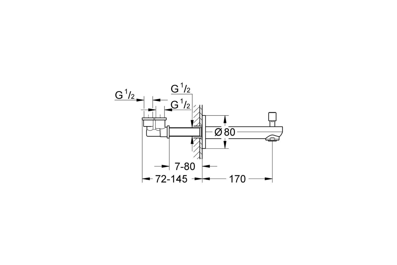 Излив для ванны GROHE Eurosmart Cosmopolitan с переключателем ванна/душ, хром (13262000)