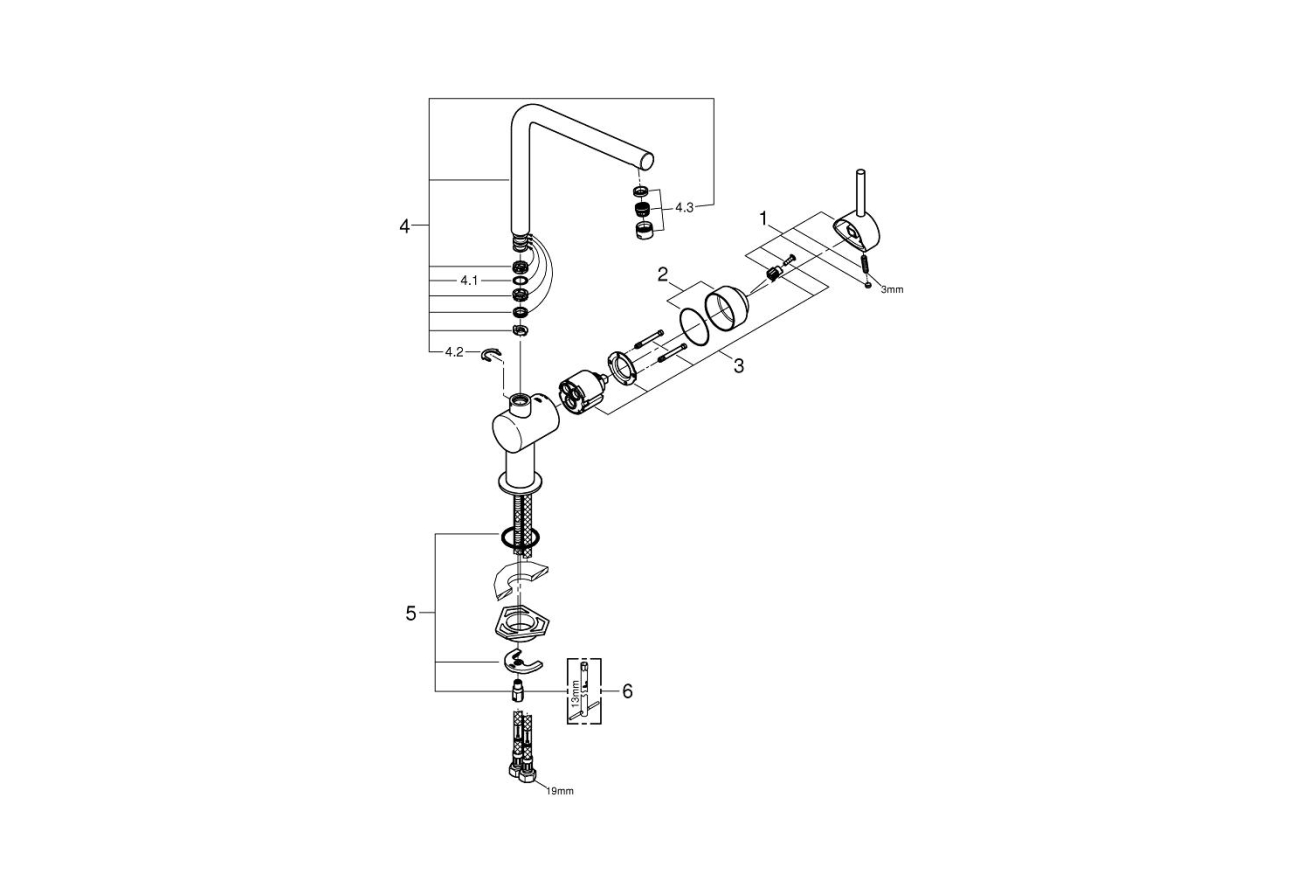 Смеситель для кухни GROHE Minta, хром (31375000)