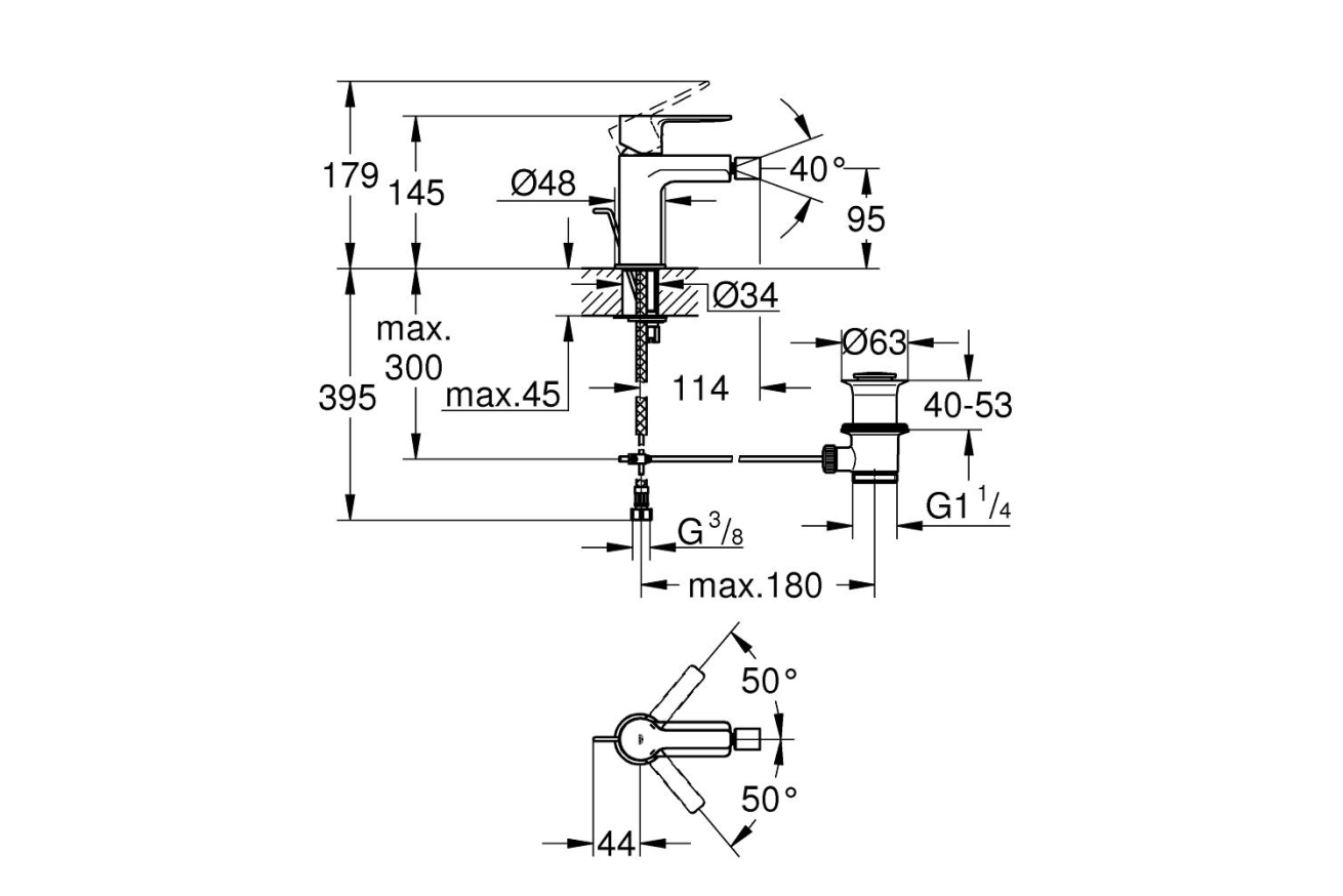 Смеситель для биде GROHE Lineare с донным клапаном, S-size, хром (33848001)