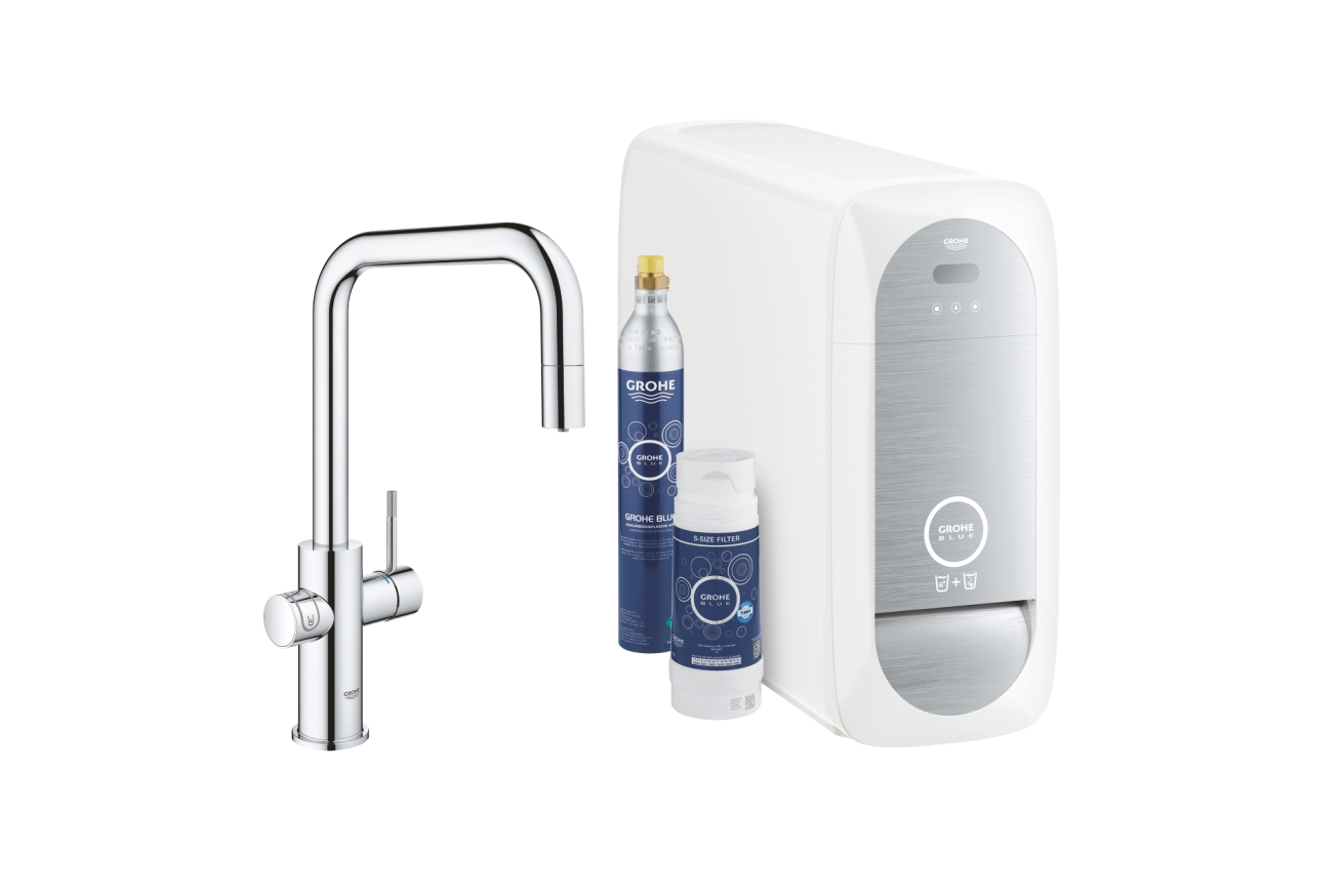 Смеситель для кухни GROHE Blue Home с системой фильтрации, охлаждения и газирования воды, Wi-Fi, хром (31543000)