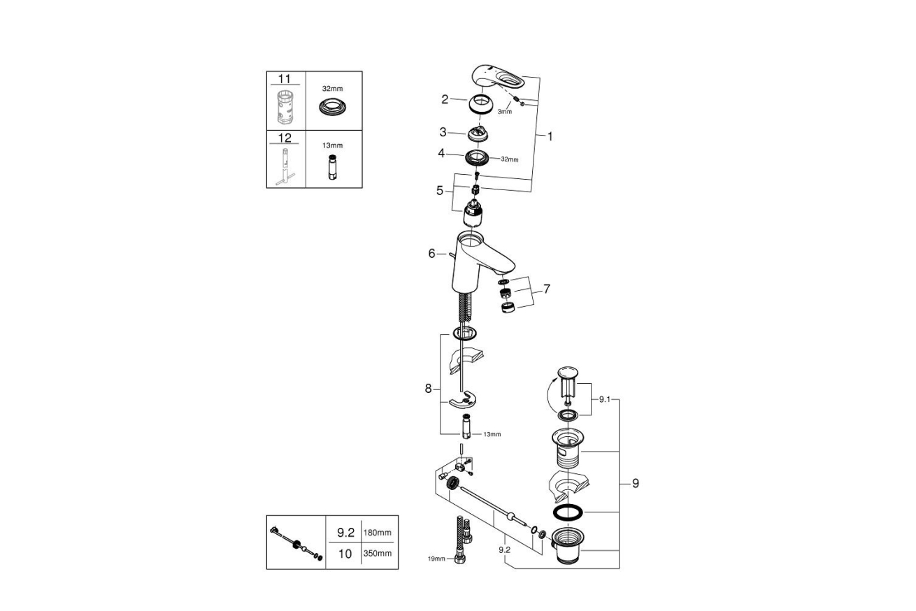 Смеситель для раковины GROHE Eurostyle, S-size, хром (23374003)