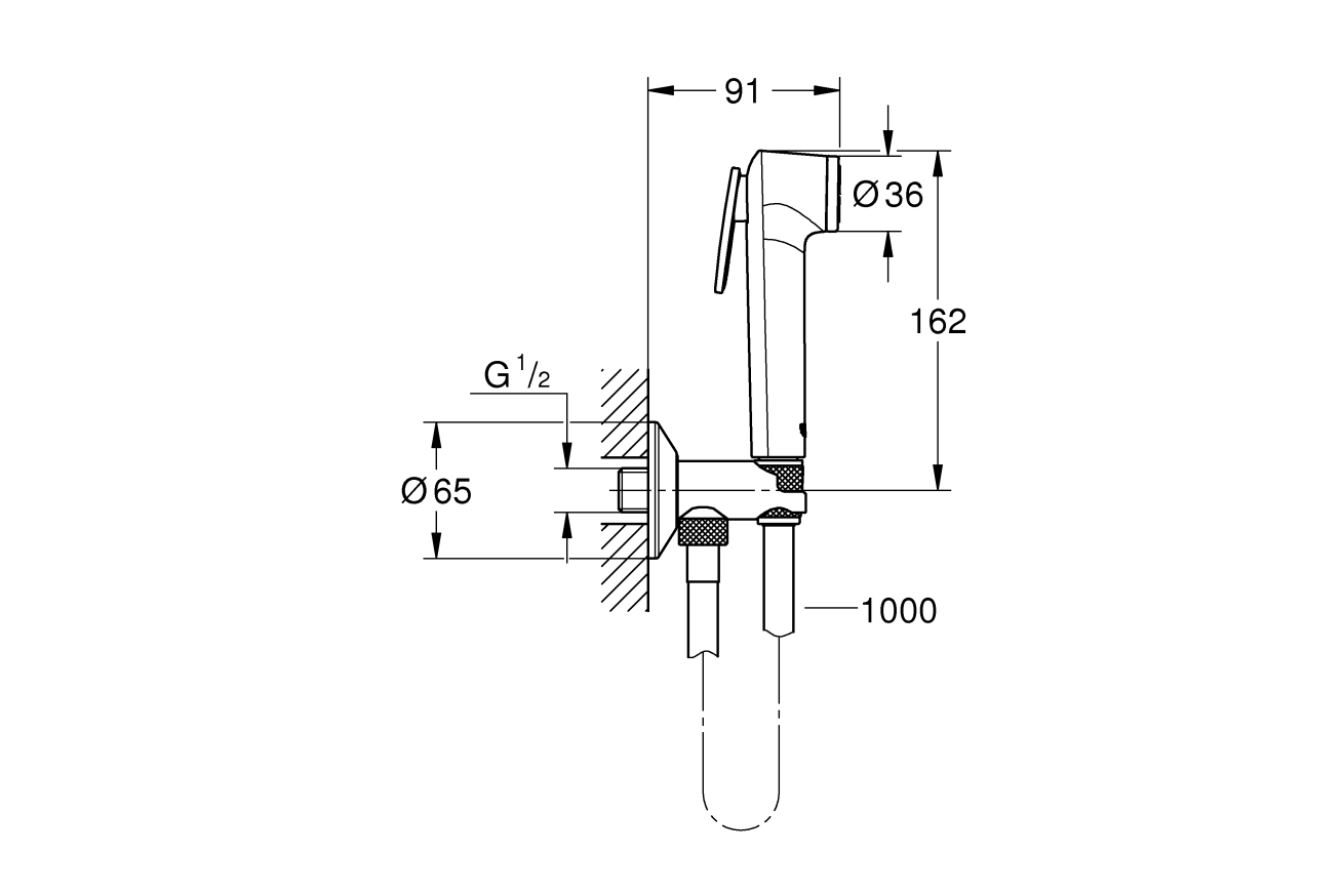 Набор для гигиенического душа, GROHE Tempesta-F Trigger Spray 30, 1000 мм, хром (26358000)