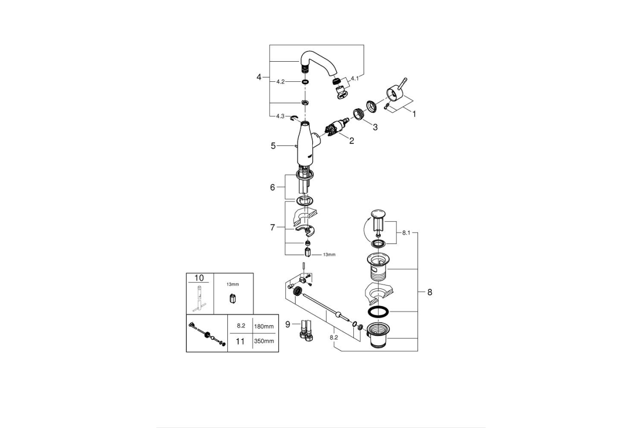 Смеситель для раковины GROHE Essence с донным клапаном, M-size, хром (23462001)
