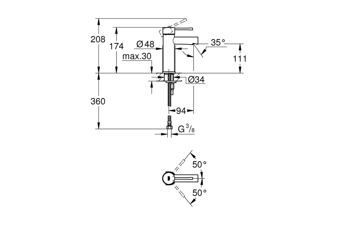 Смеситель для раковины GROHE Essence, S-size, хром (34294001)