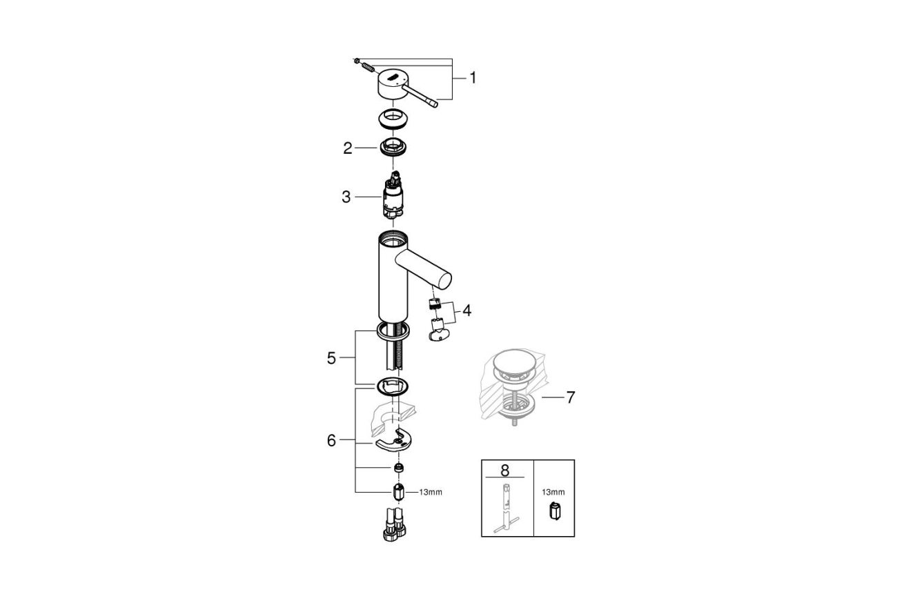 Смеситель для раковины GROHE Essence, S-size, хром (34294001)