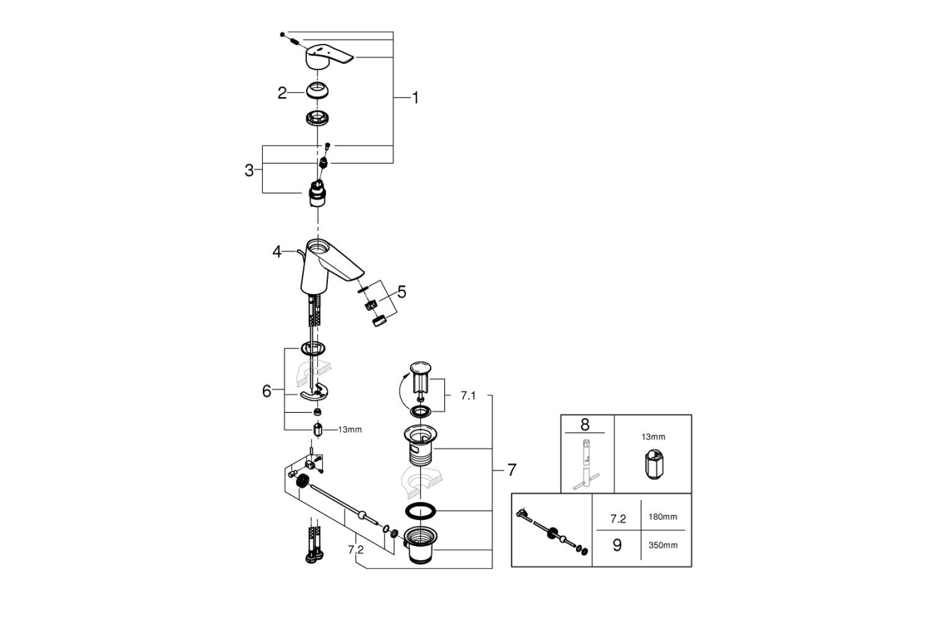 Смеситель для раковины GROHE Eurosmart, S-size, хром (23969003)