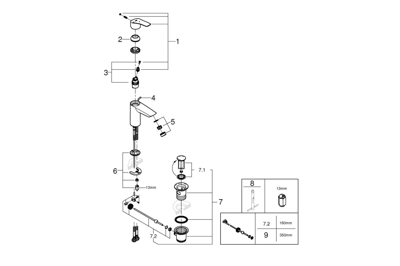 Смеситель для раковины GROHE Eurosmart, S-size, хром (32926003)