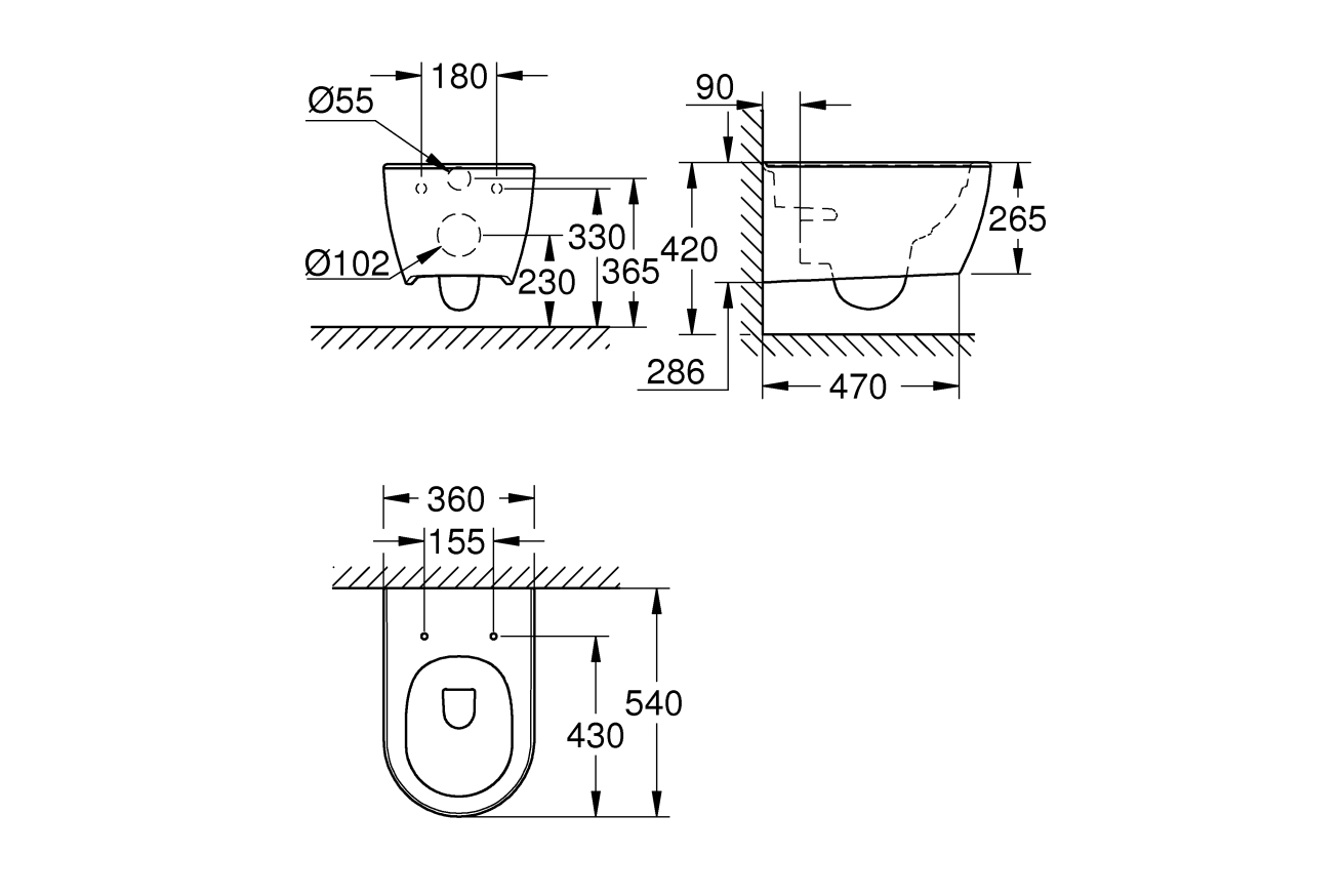 Подвесной унитаз GROHE Essence, альпин-белый (3957100H)