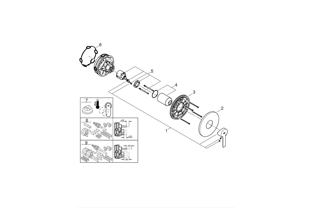 Внешняя часть смесителя для душа GROHE Lineare, хром (24063001)