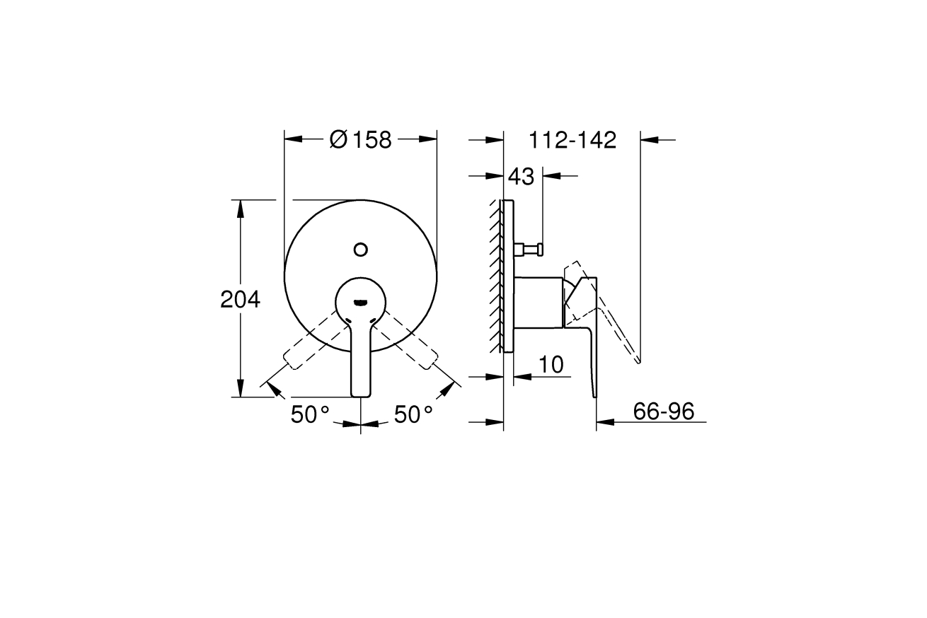 Внешняя часть смесителя для ванны GROHE Lineare, хром (24064001)