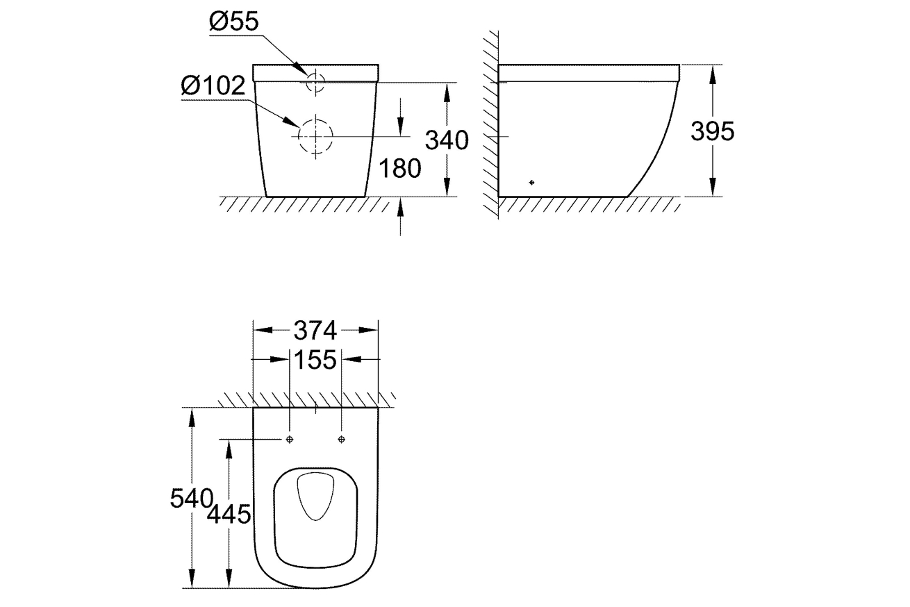 Унитаз напольный GROHE Euro Ceramic с бачком (NW0091)