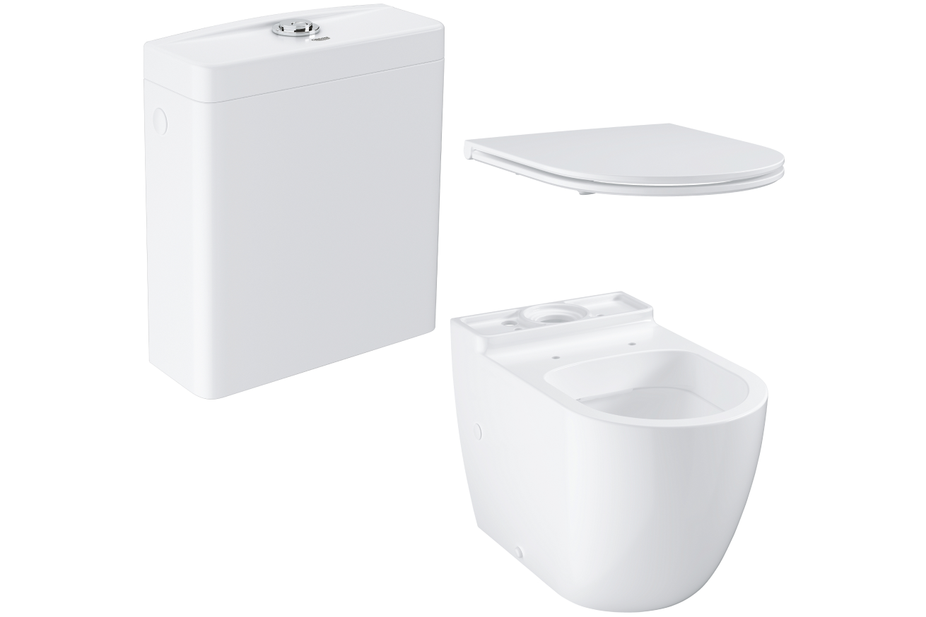 Унитаз напольный GROHE Bau Ceramic с бачком и сиденьем с микролифтом (NW0099)
