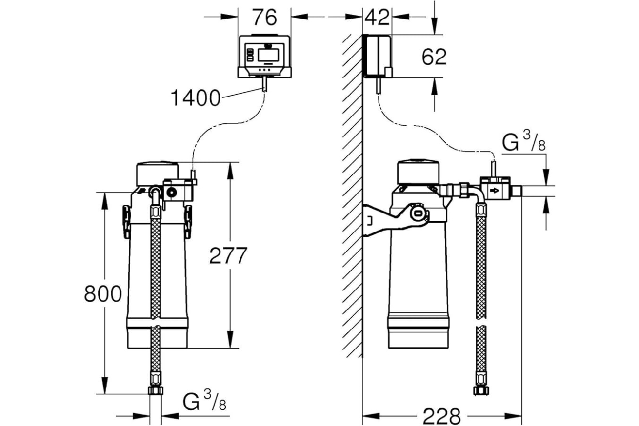 Комплект фильтра UltraSafe с головкой и счётчиком воды GROHE Blue (40876000)
