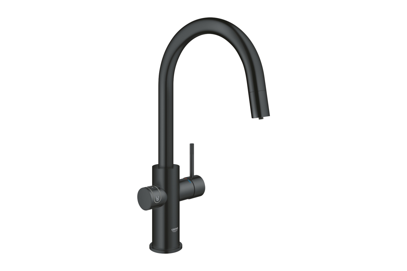 Смеситель для кухни GROHE Blue Home с системой фильтрации, охлаждения и газирования воды, Wi-Fi, черный бархат (31541KS0)