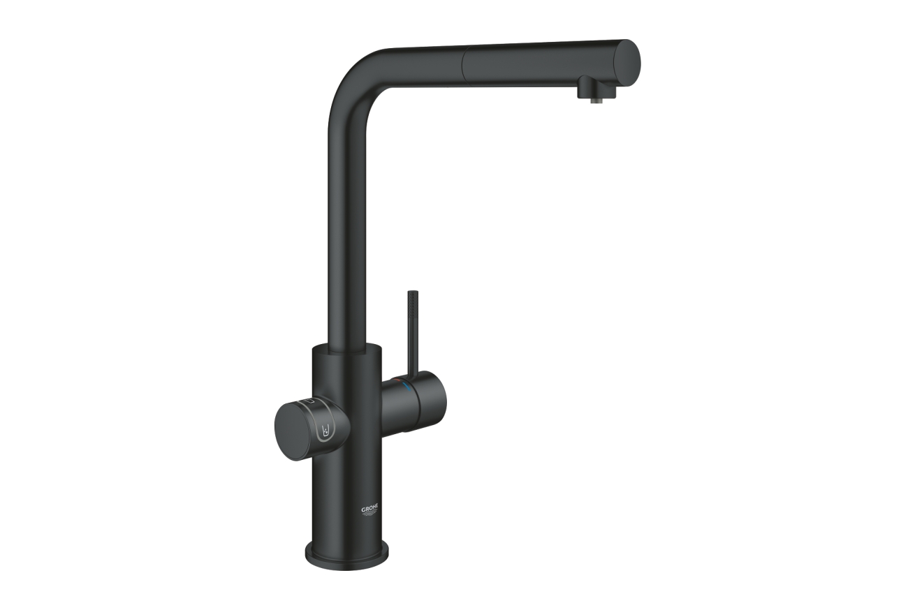 Смеситель для кухни GROHE Blue Home с системой фильтрации, охлаждения и газирования воды, Wi-Fi, черный бархат (31539KS0)