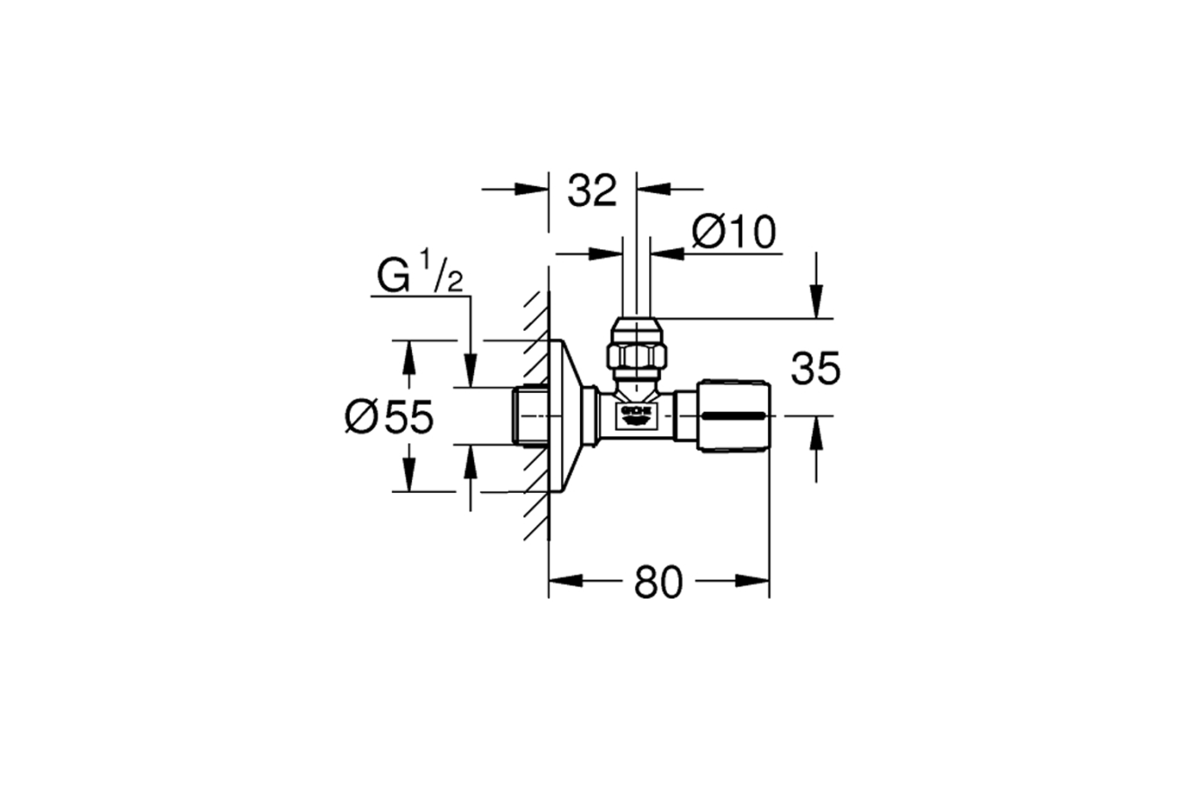 Угловой вентиль 1/2" GROHE, матовый черный (220732430)