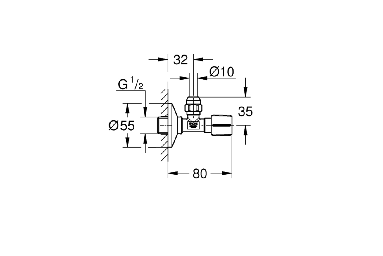Угловой вентиль 1/2" GROHE, фантомный черный (22074KF0)