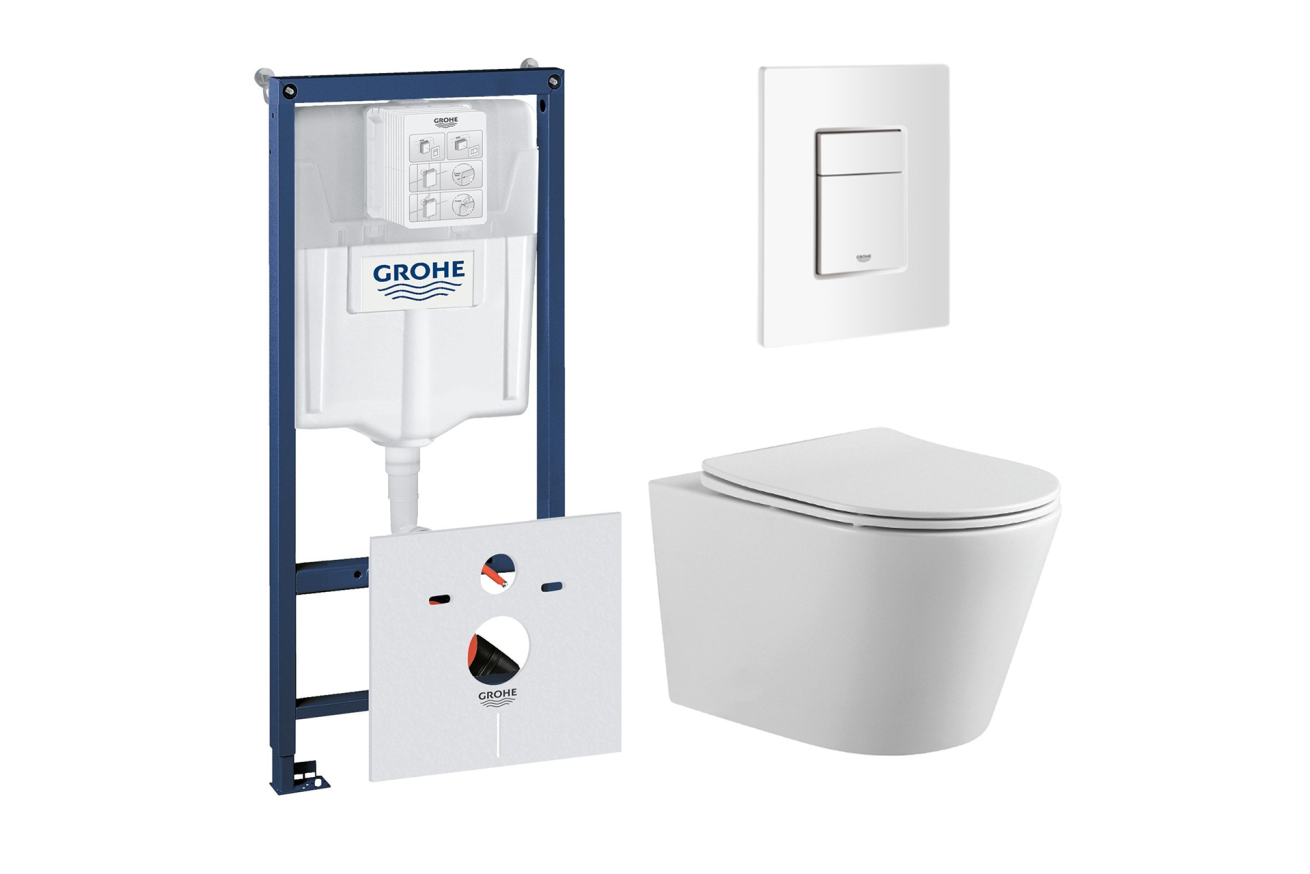Комплект инсталляции GROHE 38772SH0 с унитазом Aquatek ВЕГА и сиденьем с микролифтом (NW0200)