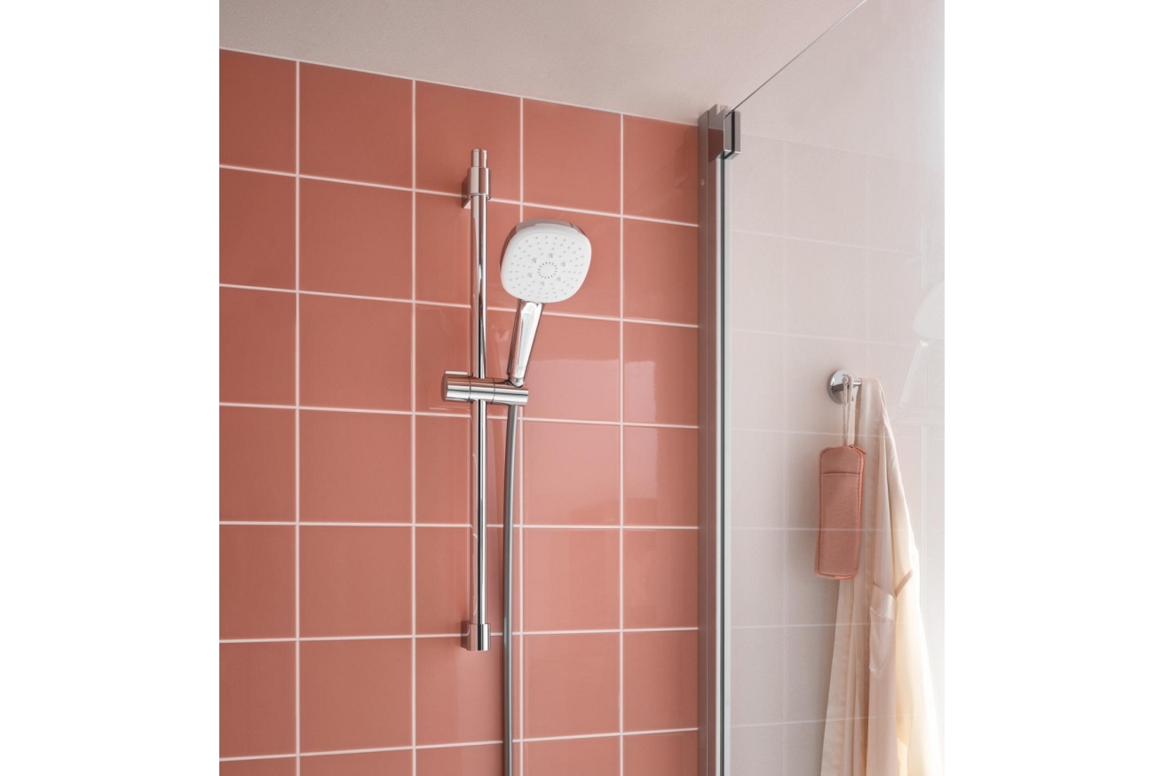 Душевой гарнитур GROHE Tempesta Cube 110 с мыльницей, 3 режима струи, душевая штанга 600 мм, 7,4 л/мин, хром (27576003)