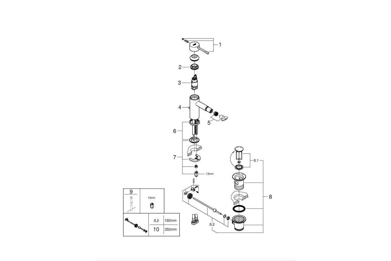 Смеситель для биде GROHE Essence с донным клапаном, теплый закат глянец (24178DA1)