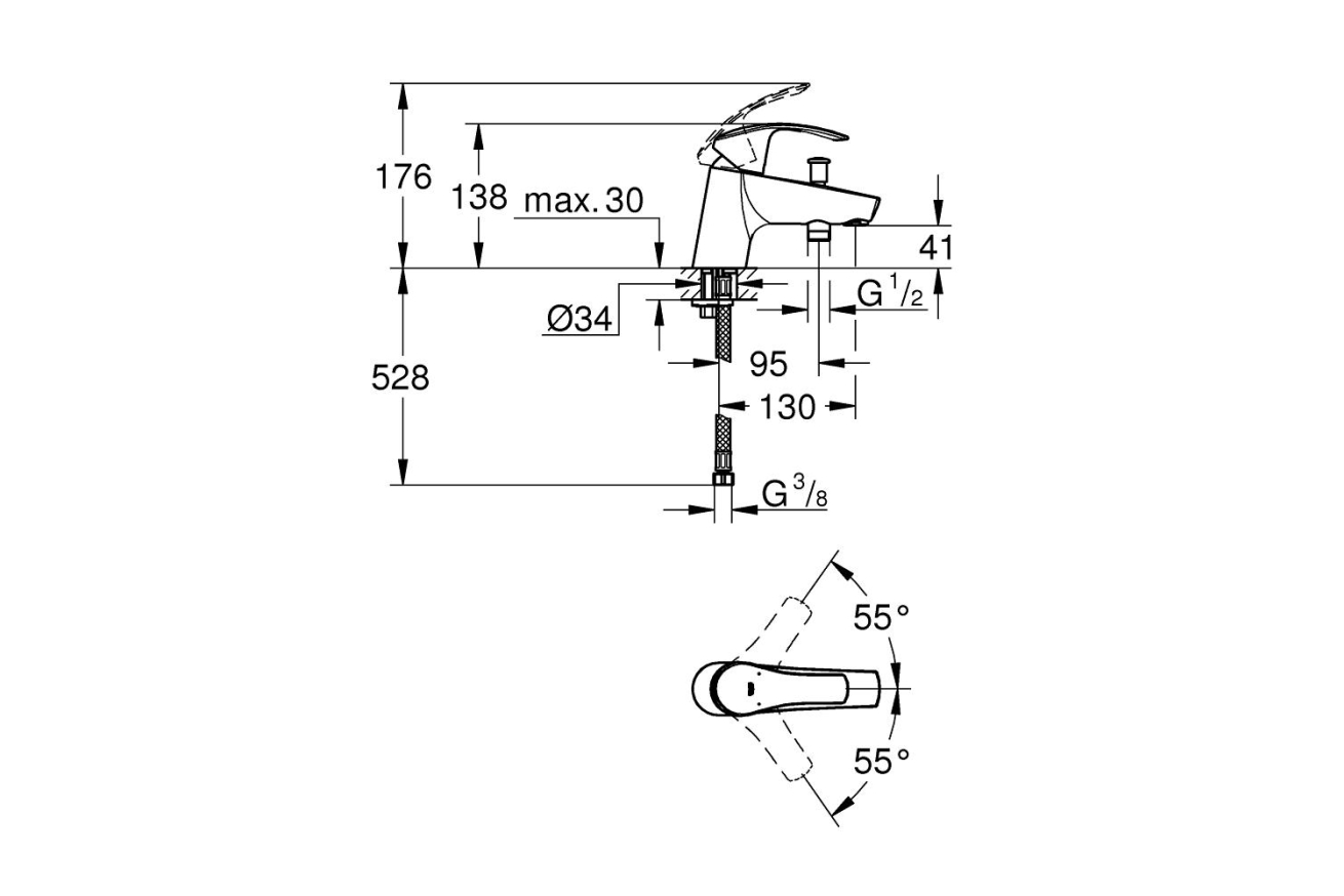 Смеситель для ванны GROHE Eurosmart, хром (33412002)