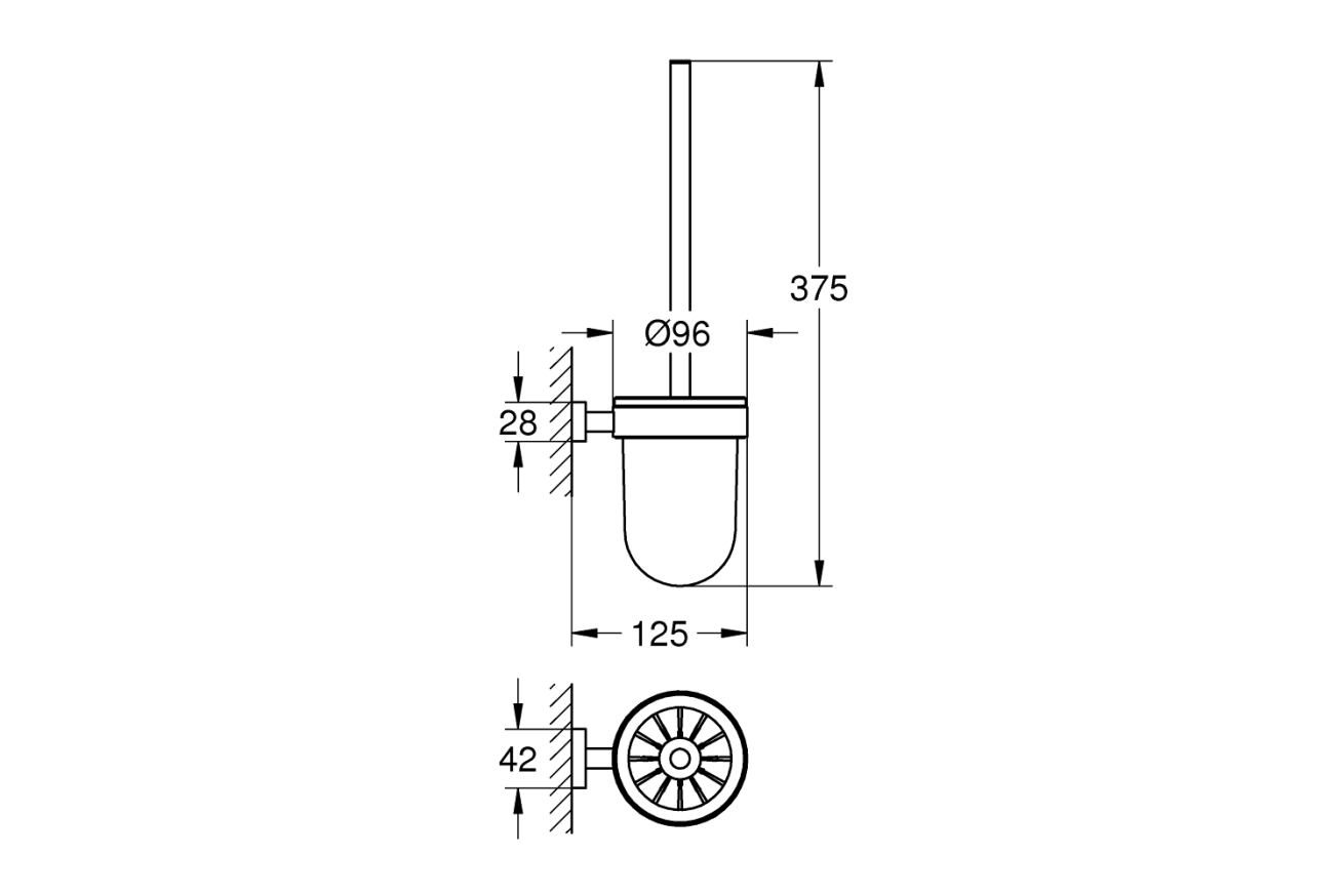 Туалетный "ёршик" в комплекте GROHE Essentials Cube, суперсталь (40513DC1)